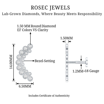 Diamond Curved Crawler Earring in Bezel Set