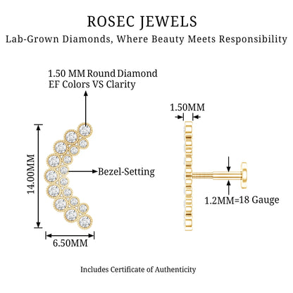 Diamond Curved Crawler Earring in Bezel Set
