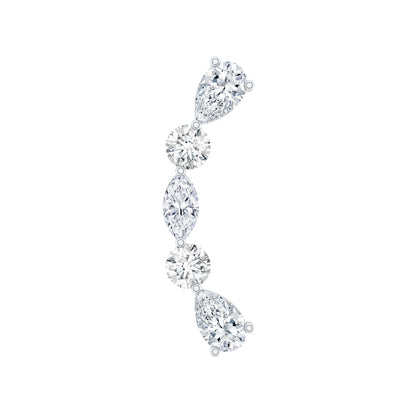 Simple Diamond Curved Crawler Earring for Helix Piercing