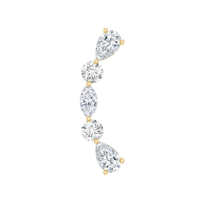 Simple Diamond Curved Crawler Earring for Helix Piercing