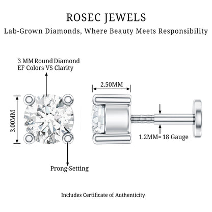 Minimalist Diamond Solitaire Tragus Earring