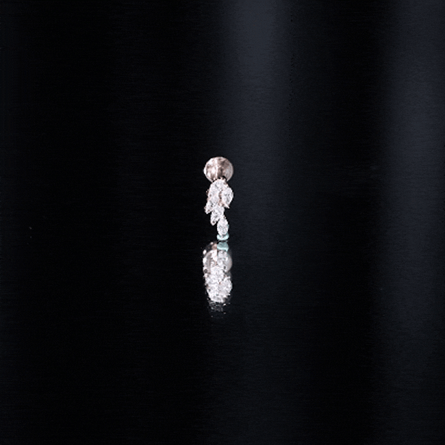 Marquise Diamond Leaf Cluster Earring for Helix Piercing