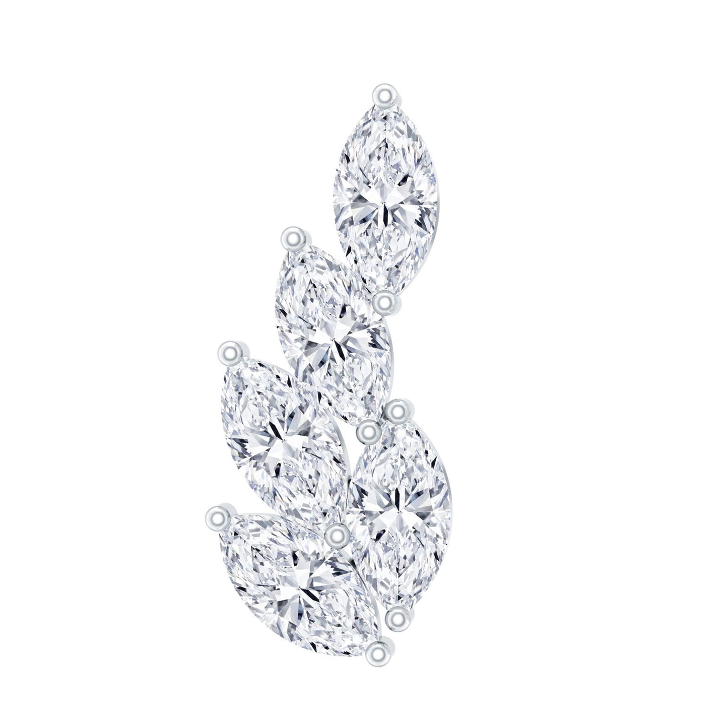 Marquise Diamond Leaf Cluster Earring for Helix Piercing