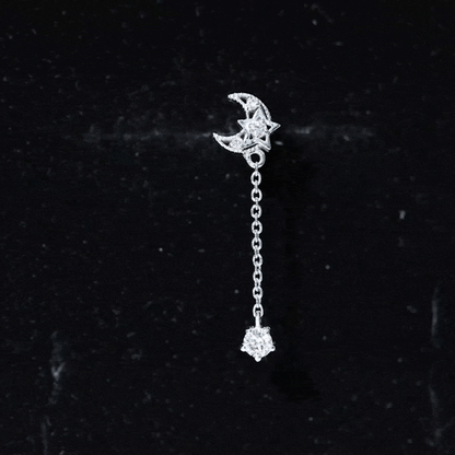 Diamond Moon Chain Earring for Helix Piercing
