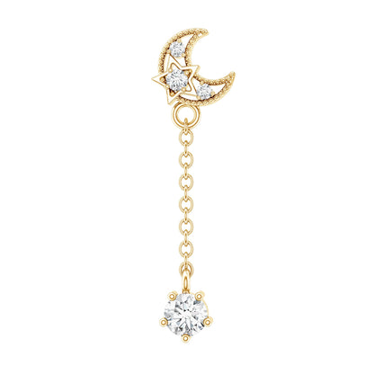Diamond Moon Chain Earring for Helix Piercing