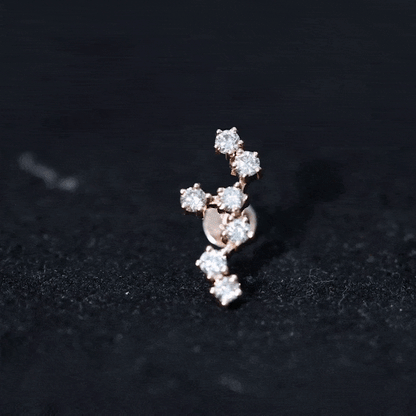 Diamond Leo Constellation Crawler Earring for Helix Piercing