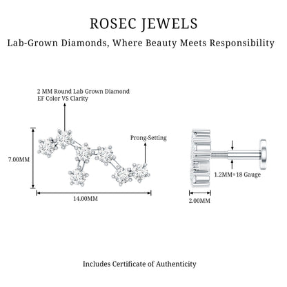 Diamond Leo Constellation Crawler Earring for Helix Piercing