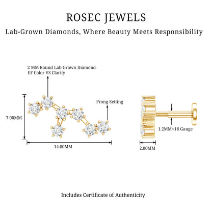 Diamond Leo Constellation Crawler Earring for Helix Piercing