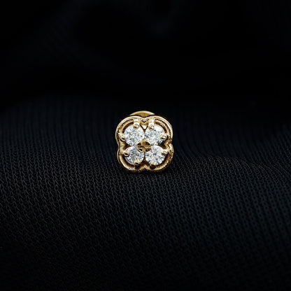 Diamond Flower Cluster Earring for Helix Piercing