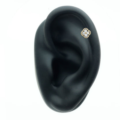 Diamond Flower Cluster Earring for Helix Piercing