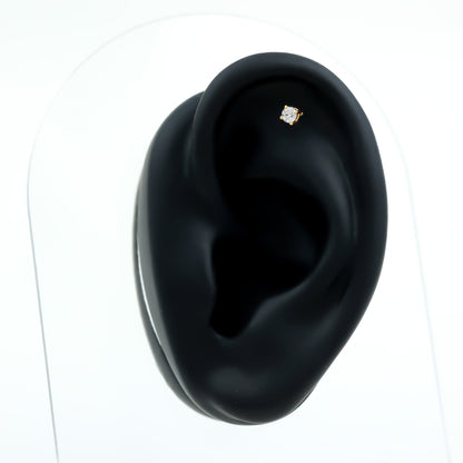 Minimalist Diamond Solitaire Earring for Tragus Piercing