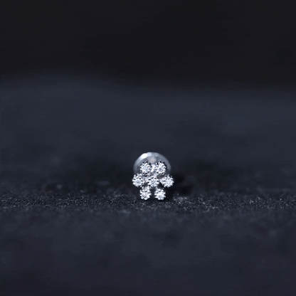 Round Diamond Flower Earring in Beaded Bezel Setting