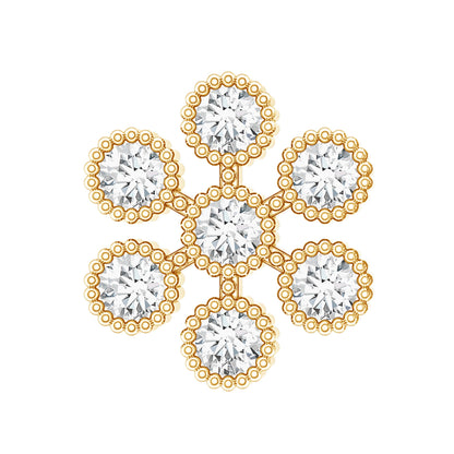Round Diamond Flower Earring in Beaded Bezel Setting