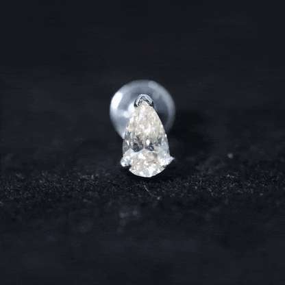 Solitaire Pear Shape Diamond Earring for Tragus Piercing
