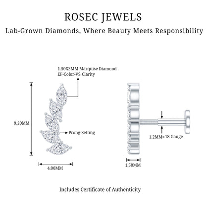 Marquise Diamond Crawler Earring for Helix Piercing