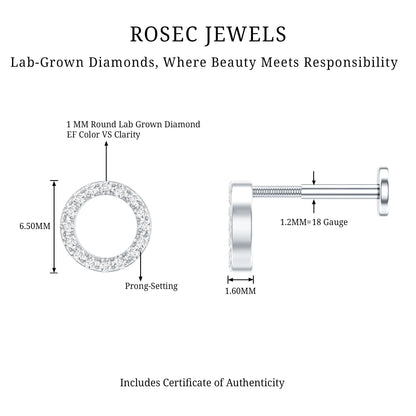 Brilliant Cut Diamond Circle Earring for Helix Piercing