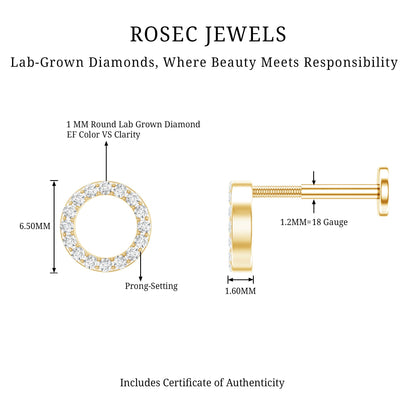 Brilliant Cut Diamond Circle Earring for Helix Piercing