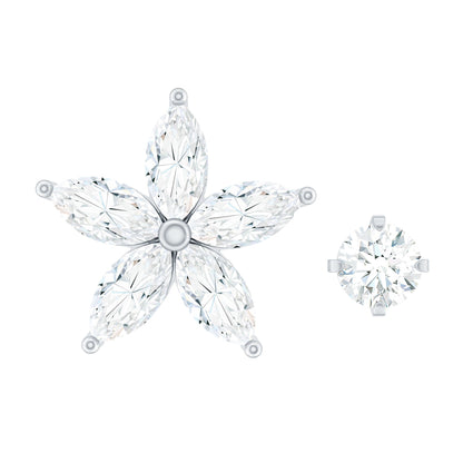 Marquise Diamond Flower Cartilage Earring Set
