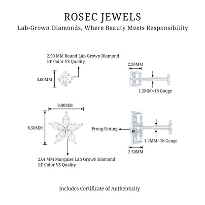 Marquise Diamond Flower Cartilage Earring Set