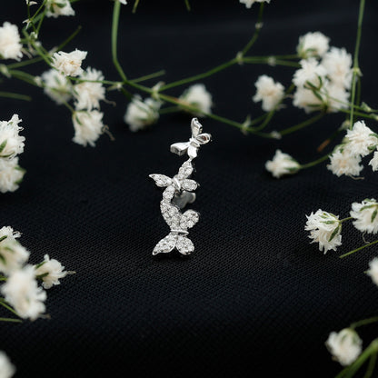 Diamond Butterfly Crawler Earring for Helix Piercing