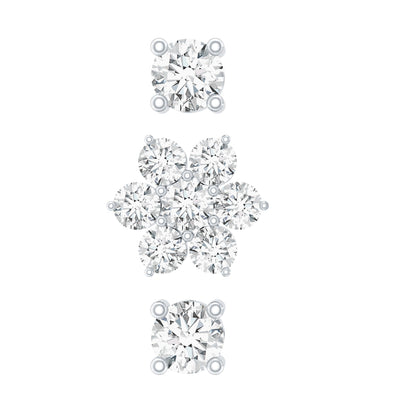Certified Diamond Flower Helix Earring Set of 3