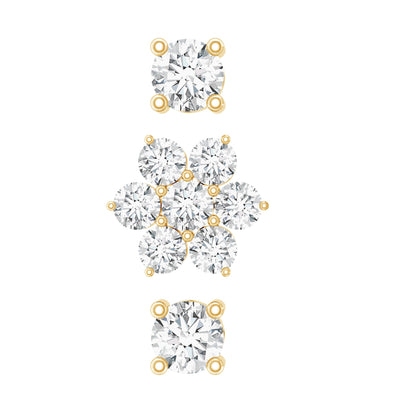 Certified Diamond Flower Helix Earring Set of 3