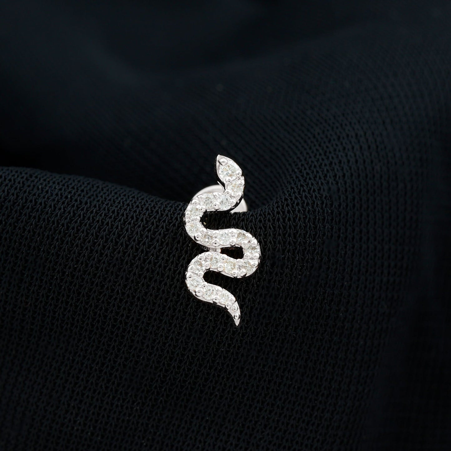 Certified Diamond Snake Earring for Cartilage Piercing