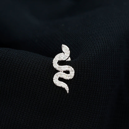 Certified Diamond Snake Earring for Cartilage Piercing