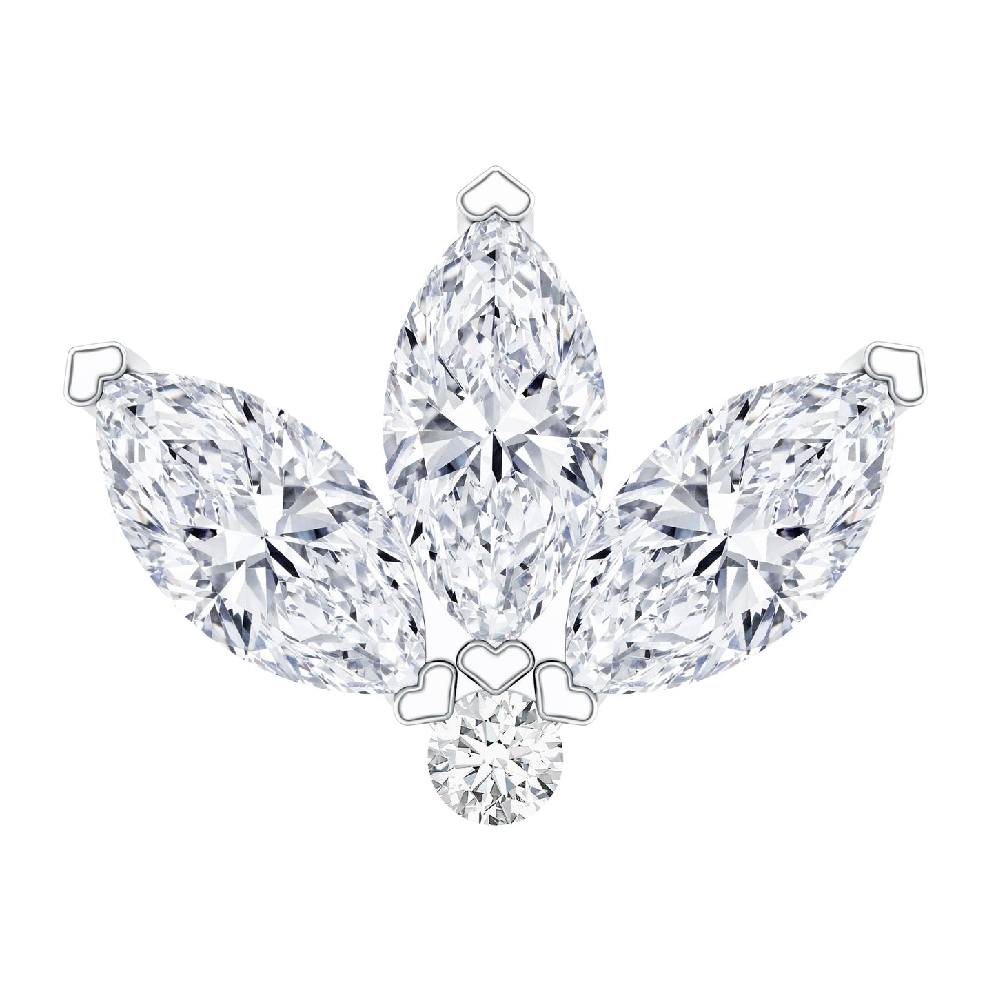 Marquise Cut Diamond Lotus Flower Earring for Cartilage Piercing
