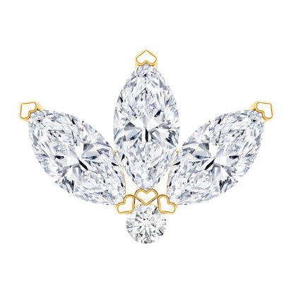 Marquise Cut Diamond Lotus Flower Earring for Cartilage Piercing