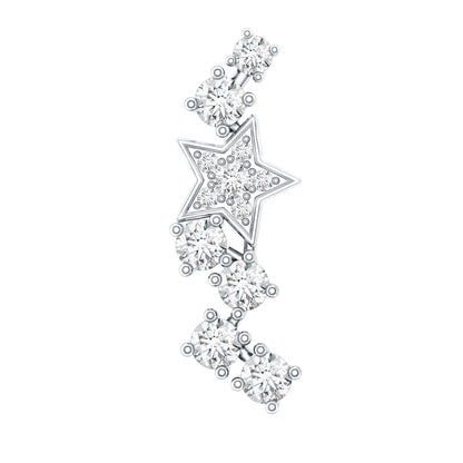 Unique Diamond Star Crawler Helix Earring