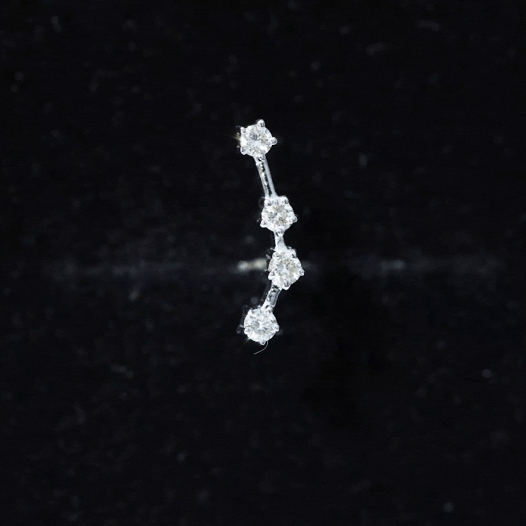 Diamond Aquarius Zodiac Earring for Helix Piercing