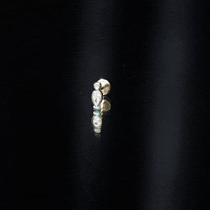 Pear Shape Diamond Two Stone Helix Earring