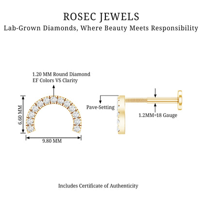 Certified Diamond Half Circle Earring for Piercing
