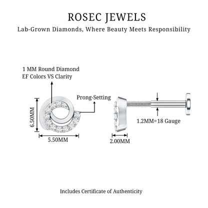 Certified Diamond Spiral Earring for Cartilage Piercing