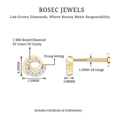 Certified Diamond Spiral Earring for Cartilage Piercing