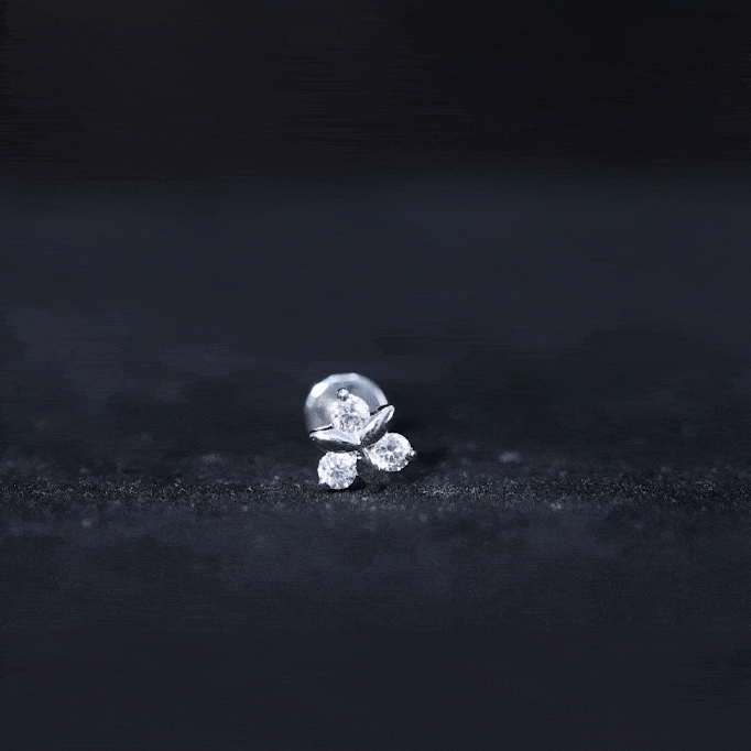 Brilliant Cut Diamond Floral Earring for Conch Piercing