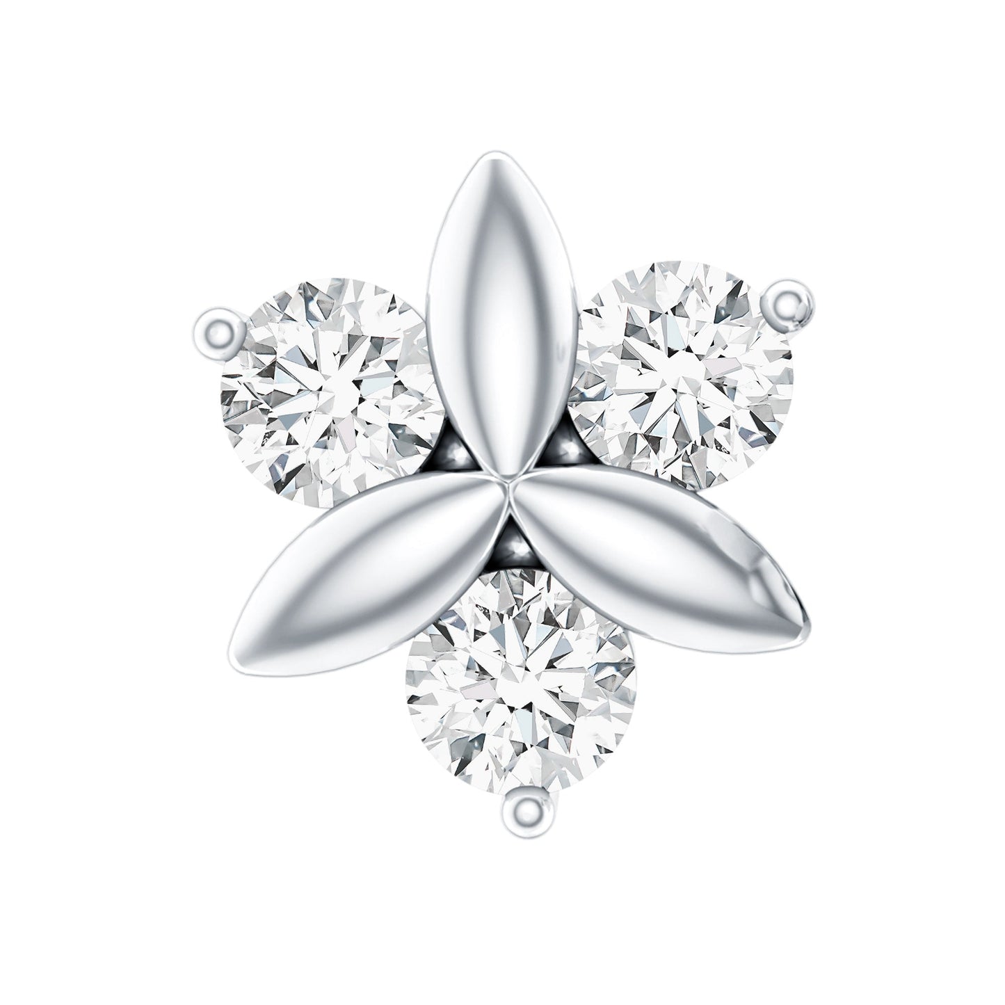 Brilliant Cut Diamond Floral Earring for Conch Piercing