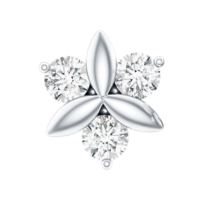 Brilliant Cut Diamond Floral Earring for Conch Piercing