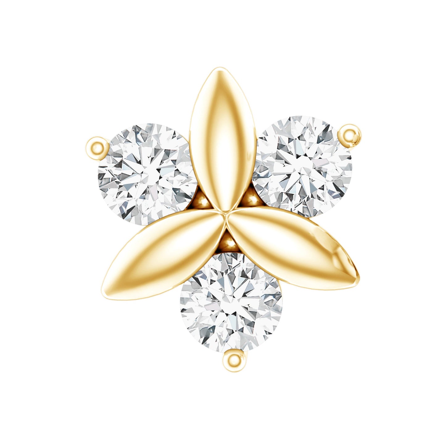 Brilliant Cut Diamond Floral Earring for Conch Piercing