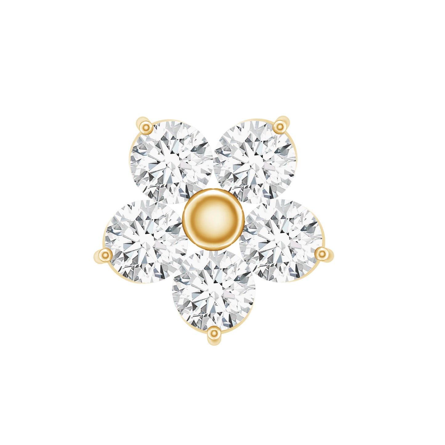 Minimalist Diamond Flower Tragus Earring with Flat Back