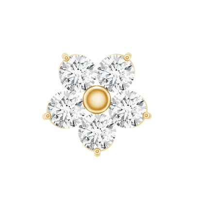 Minimalist Diamond Flower Tragus Earring with Flat Back