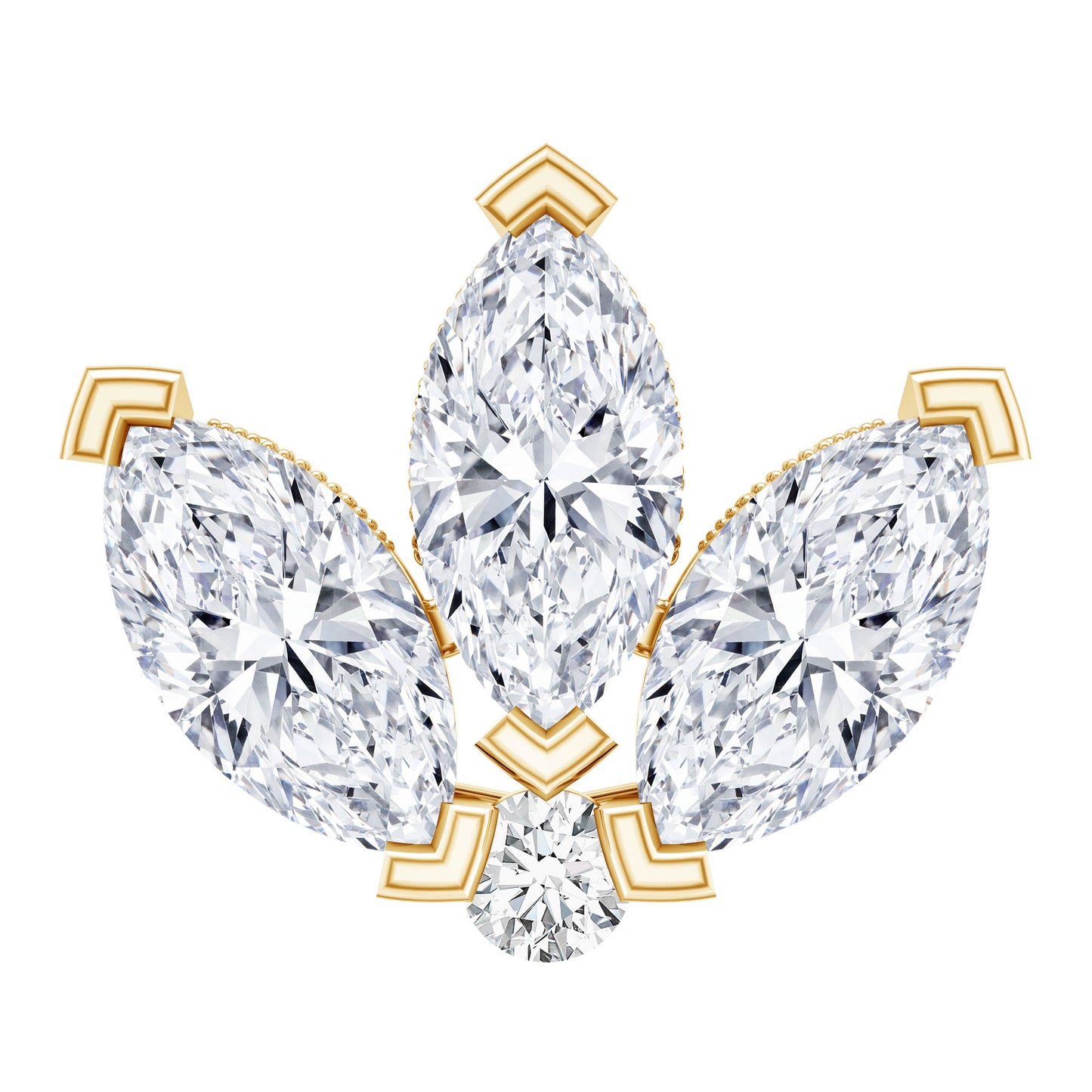 Marquise Diamond Lotus Earring for Cartilage Piercing