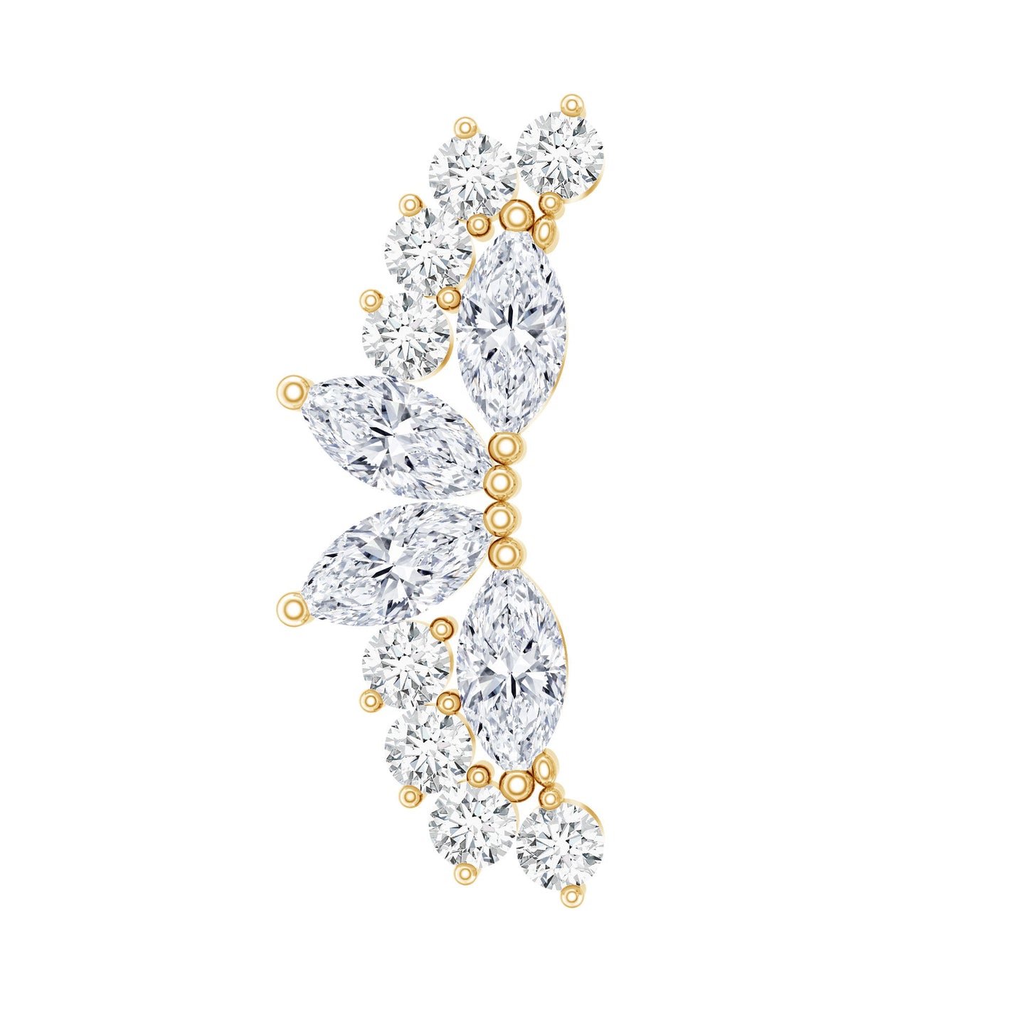 Unique Diamond Crawler Earring for Cartilage Piercing