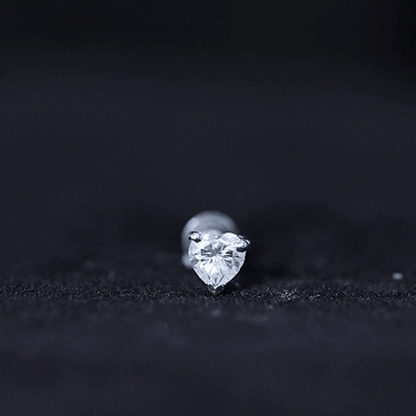 Solitaire Diamond Heart Earring with Flat Back