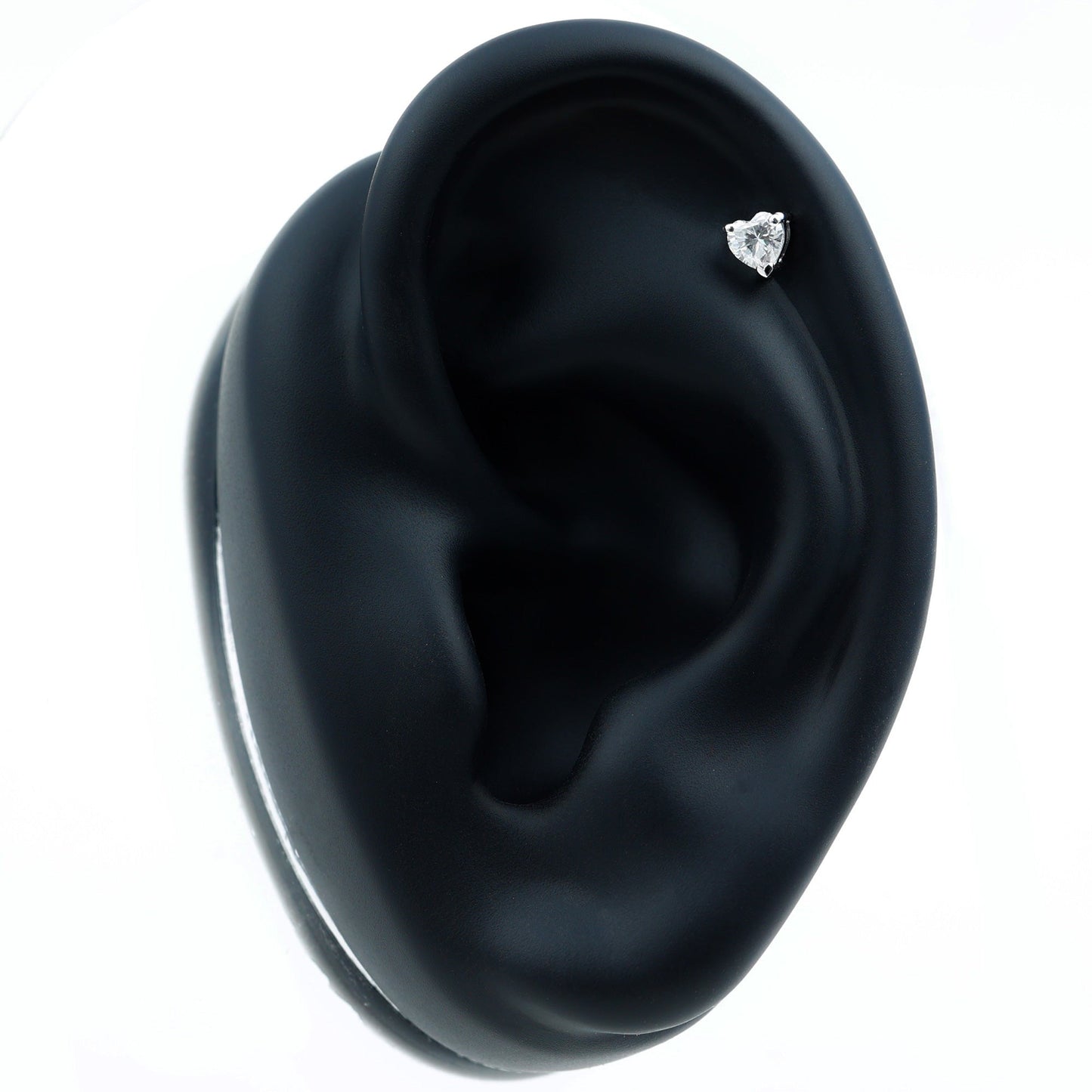 Solitaire Diamond Heart Earring with Flat Back
