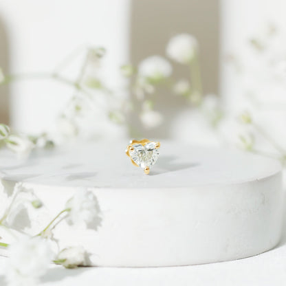 Solitaire Diamond Heart Earring with Flat Back
