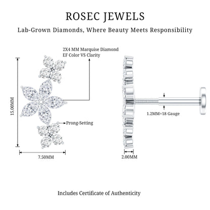 Cartilage Flower Crawler Earring with Diamond