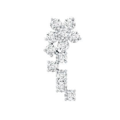 Diamond Floral Cluster Earring for Helix Piercing