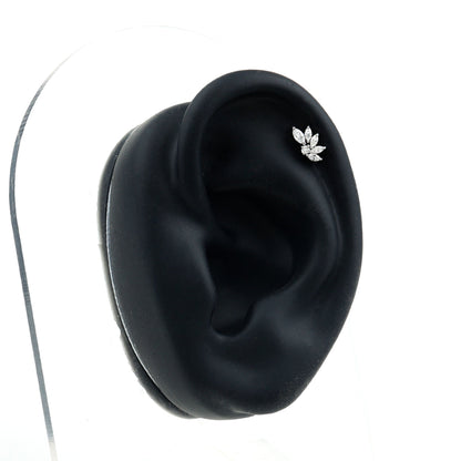 Marquise Diamond Leaf Cluster Earring for Cartilage Piercing